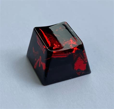 Black Artisan Keycap With Red Flake Glossy Keycap Esc 1u Etsy Uk