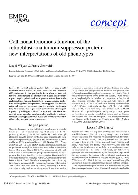 PDF Cell Nonautonomous Function Of The Retinoblastoma Tumour