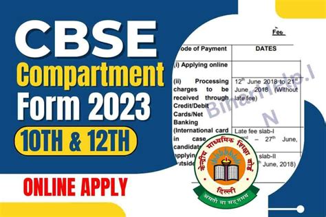 Cbse Compartment Form 2023 Online Apply Class 12th 10th Candidates