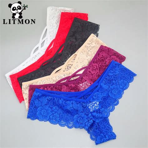Aliexpress Buy Litmon Sexy Panties Xxl M Women Thong Lace Solid Briefs Cute Lingerie