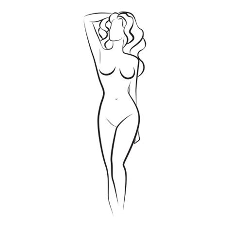Naked Woman Silhouette Standing Back With Blanket Vector Image
