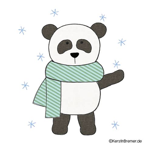 Winter Panda Doodle Stickdatei KerstinBremer De