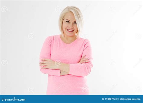 Glücklich Schöne Nahaufnahme Porträt Mittleren Alters Blonde Frau Mittelalterliche Gesunde Frau