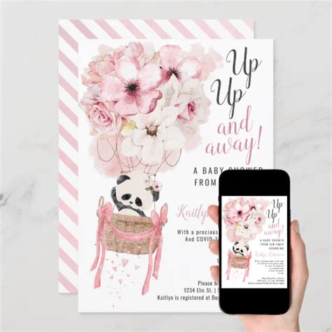 Panda Hot Air Balloon Shower By Mail Invitation Zazzle