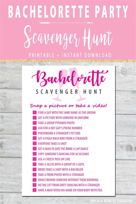 Bachelorette Party Games Scavenger Hunt