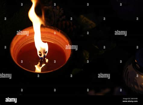 Cemetery In Night Polandcandle Stock Photo Alamy