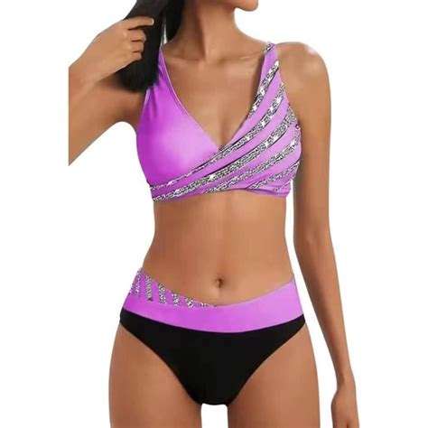 Maillot de Bain Deux pièces Bikini Set Push Up Ensembles BODY Violet Femme Adulte Violet