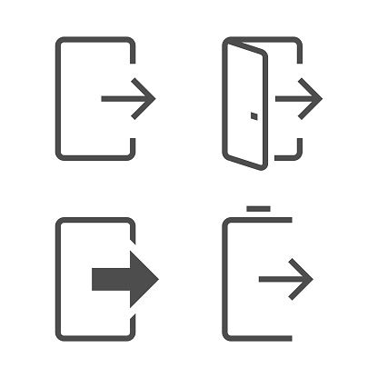 keluar  keluar  set ikon garis ilustrasi stok  gambar