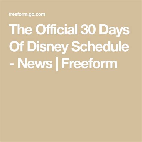 The Official Days Of Disney Schedule News Freeform Disney