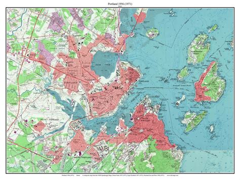 Portland 1956 1971 Custom Usgs Old Topo Map Maine Old Maps