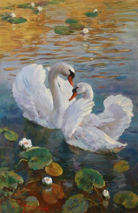 digital illustration marco michelangeliit  swans painting swan