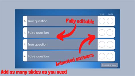 True Or False Powerpoint Quiz Template Fully Editable Teaching
