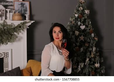 Beautiful Sexy Brunette Christmas Tree Stock Photo 1561439707