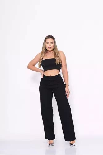 Cal A Jeans Feminina Wide Reta Pantalona Hot Pants Lycra Frete Gr Tis