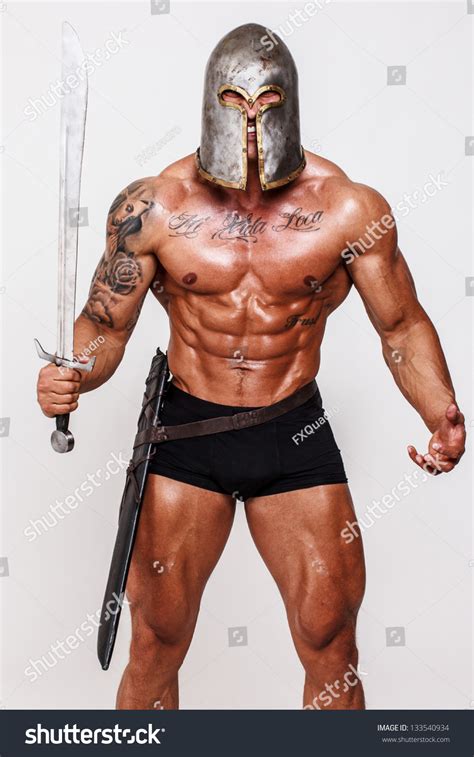 Image Nude Angry Warrior Sword Hands Stock Photo Shutterstock
