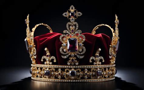 Premium Photo Regal Gold Crown With Red Velvet Cover