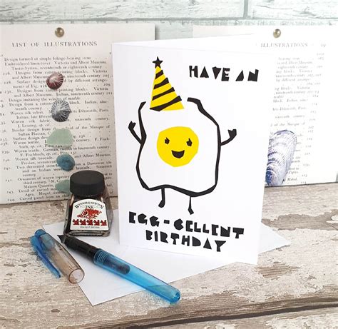 Hand Screen Printed Illustrated Card Have An EGG CELLENT Birthday