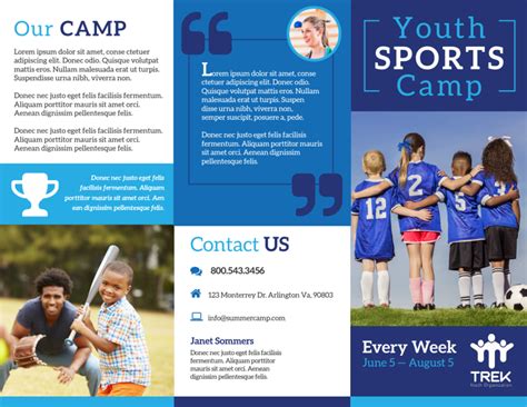 Youth Sports Camp Tri Fold Brochure Template