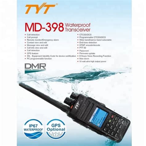 TYT MD 398 Digital Walkie Talkie 10W Power UHF 400 480MHz Dual Slot