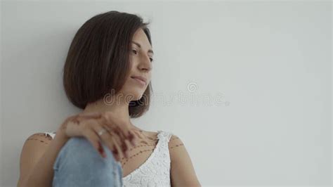 Lovely Woman Posing In A Room Stock Footage Video Of Brunette Feed
