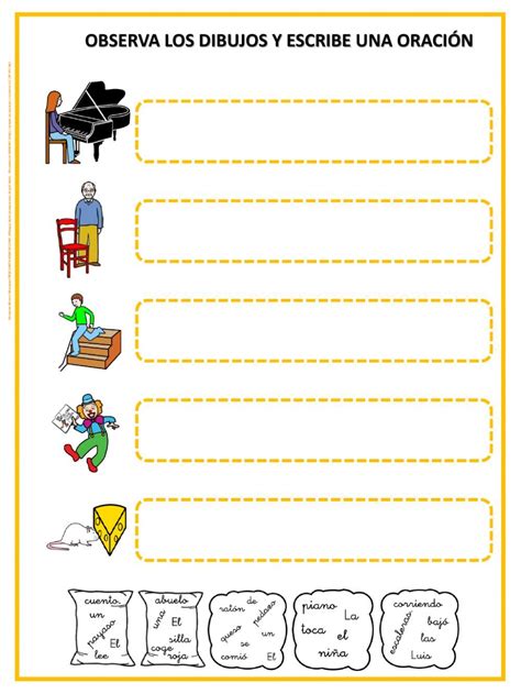 Ejercicio De Observa Los Dibujos Y Escribe Una Oraci N School Study