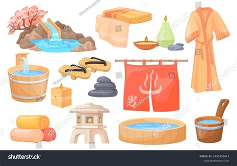 Japanese Hot Spring Onsen Lifestyle Spa Stock Vector Royalty Free Shutterstock