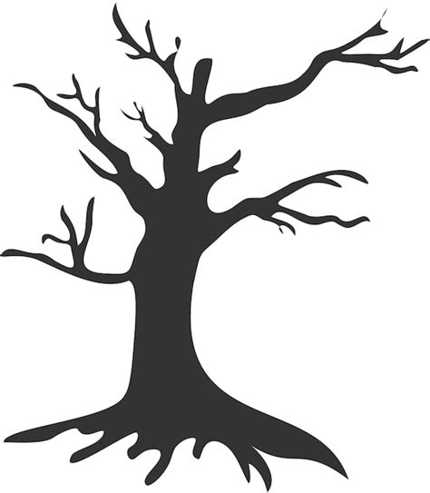 Ilustración De La Vieja Silueta De árbol Seco En Estilo De Dibujos Animados Para El Diseño De