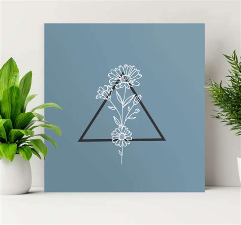 Cuadro Flores Flores Minimalistas Con Triangulo TenVinilo