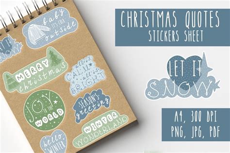 Christmas quotes stickers sheet