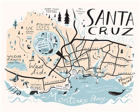 Santa Cruz On Behance Illustrated Map Santa Cruz California Travel