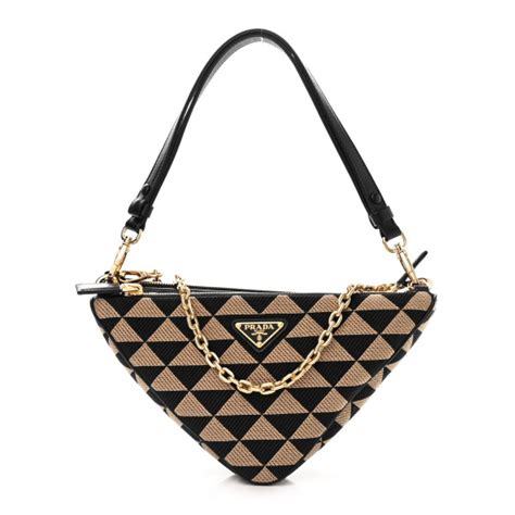 PRADA Jacquard Calfskin Triangolo Symbole Embroidered Mini Triangle ...