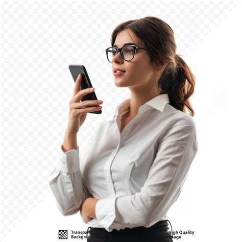 Premium Psd Brunette Businesswoman Talk To Cellphone