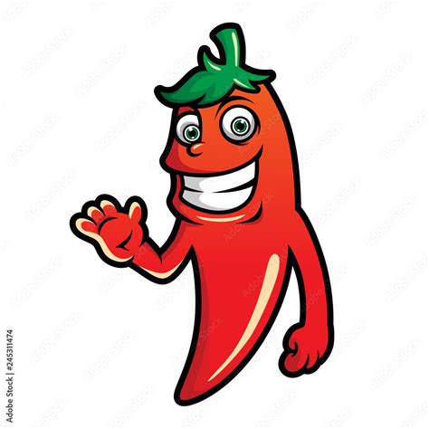 Cute Red Hot Chilli Pepper Character Illustration In Cartoon Style Stock Vector Adobe Stock