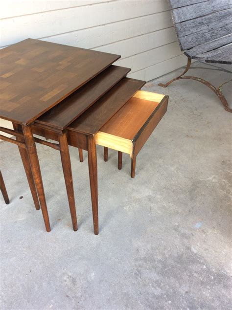 Vintage Mid-Century Modern Wood Nesting Tables, 3 Pieces For Sale at