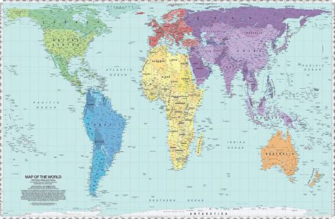 Updated Peters Projection World Map | Laminated 36" x 24” Map