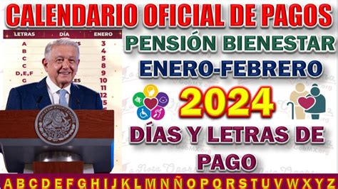 Calendario Oficial de Pagos a la Pensión Bienestar Para Enero del