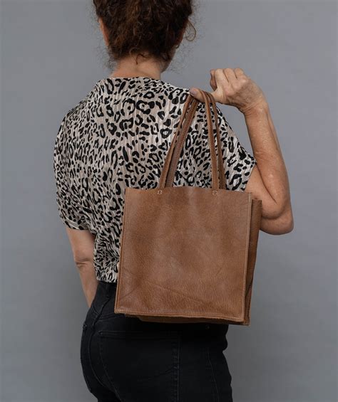 Small Leather Tote Simple Leather Tote Small Brown Handbag Etsy