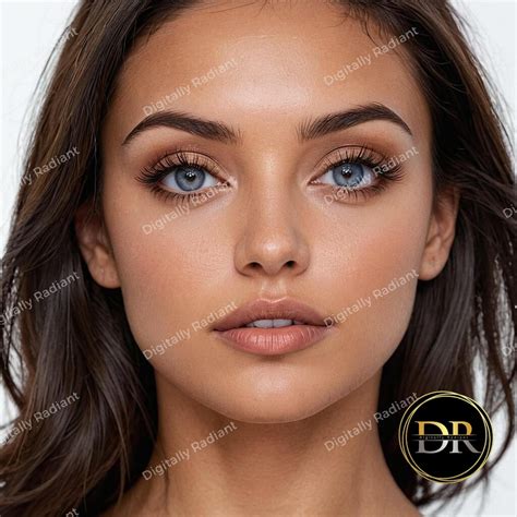 Beautiful Blue Eyed Brunette Woman Headshot Female Cover Model Woman Portrait Mockup Blue Eyed