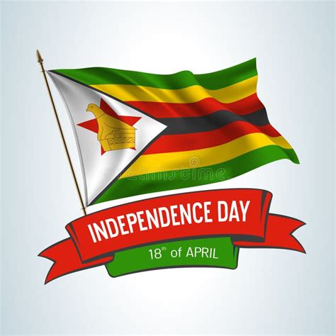 Zimbabwe Independence Day Greeting Card Banner With Template Text