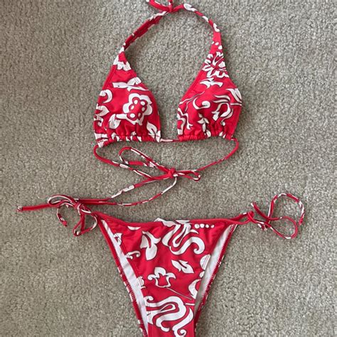 American Vintage Men S Red Bikini And Tankini Bottoms Depop