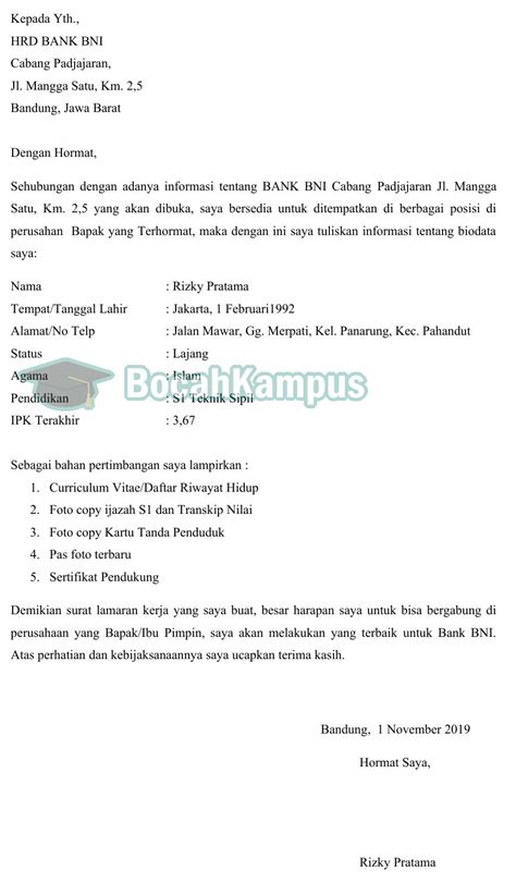 Contoh Surat Lamaran Kerja Ba Wardah Riset