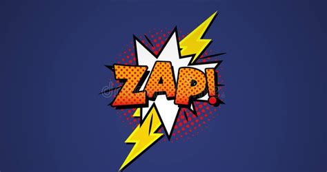 Image Of Zap Text Over Abstract Pattern And Lightning Icon Against Blue