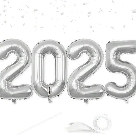 40 Zoll Nummer 2025 Ballons Silber Riesige Folien Mylar Heliumballons