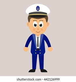 Ship Captain Pilot Standing Positive Attitude Stock Vector (Royalty