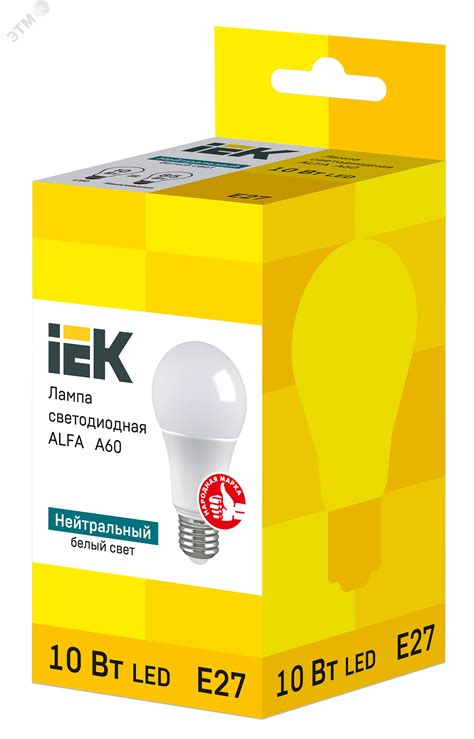 Лампа светодиодная ALFA A60 груша 10Вт 230В 4000К E27 IEK артикул LLA ...