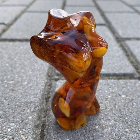 Female Body Statue Amber Naked Woman Bust Female Sculpture Amber Baltic Amber And Epoxy Resin
