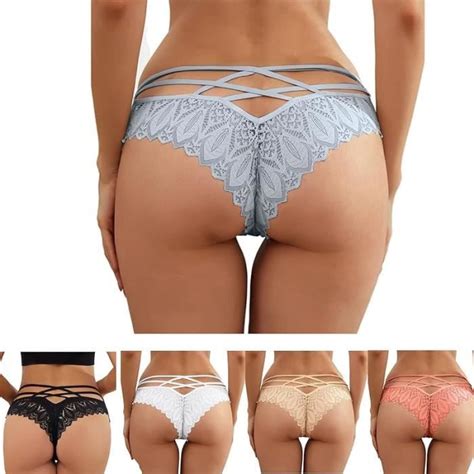 String Lot De String Tanga Femme Sexy Bikini Dentelle Tanga Coton Culotte Stretch Hipster