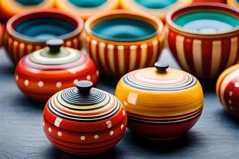 Premium AI Image | colorful pots from the collection of pottery