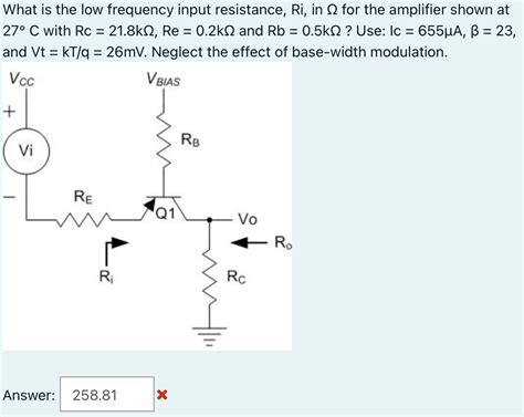 Solved What is the low frequency input resistance Ri in Ω Chegg