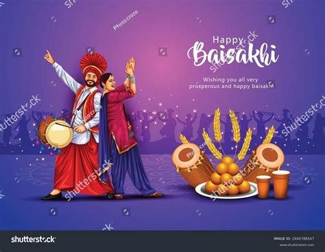 Happy Baisakhi Festival Punjab India Background Stock Vector Royalty